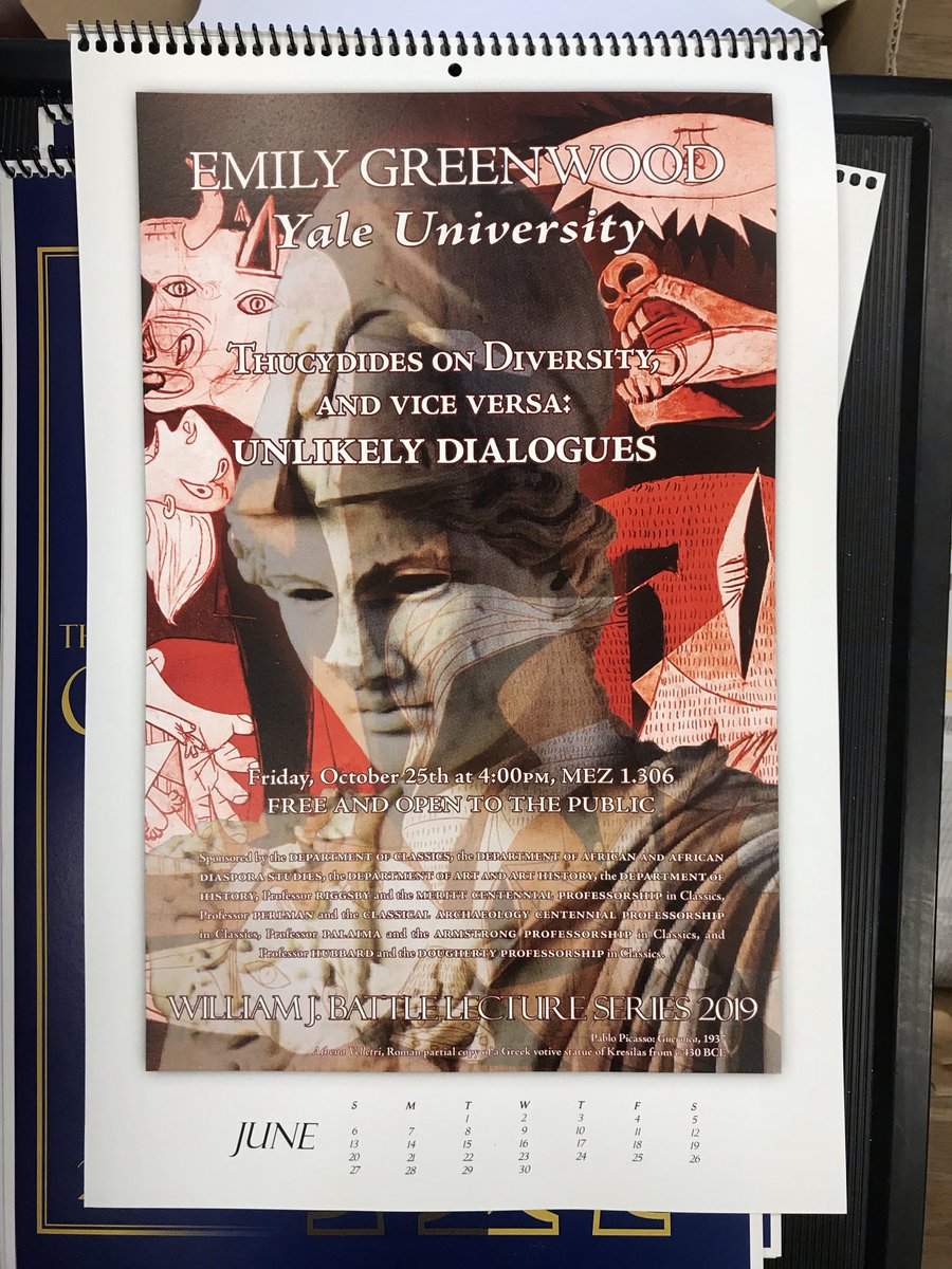 This year, UT Classics is launching our first annual calendar! It features some of our favorite posters designed by our incredible staff for our colloquium series, such as @SarahEBond's talk on the rhetoric of fortification and Dr. Greenwood's Battle Lecture. #ClassicsTwitter