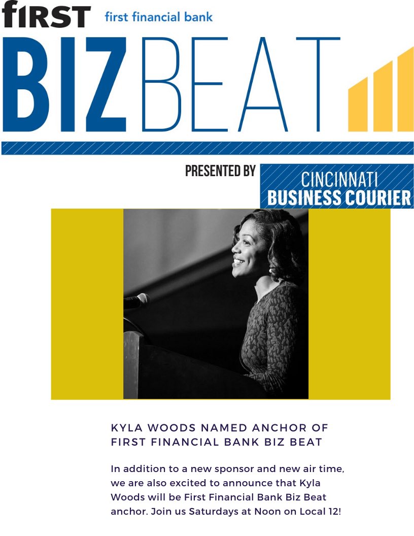 Exciting news. 🥳 I hope you’ll join me every Saturday on <a href="/Local12/">Local 12/WKRC-TV</a> an Noon for “First Financial Biz Beat” presented by <a href="/BusinessCourier/">Cincinnati Business Courier</a>. #Cincinnati