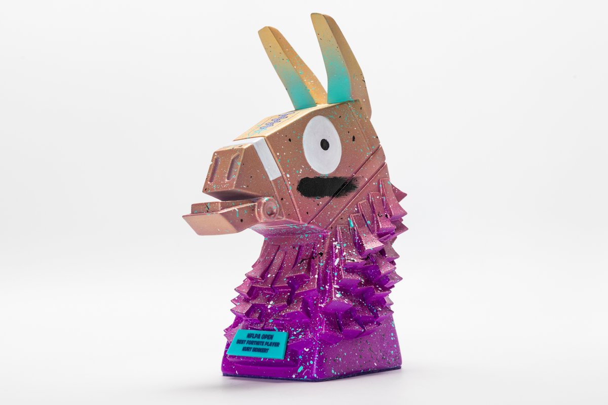 Fortnite Competitive Congrats To Kurtbenkert Of The Atlantafalcons On Claiming Best Fortnite Player In The Nflpa Open Ready Room On The Mantle For This Llama Trophy Designed By Mache275 See