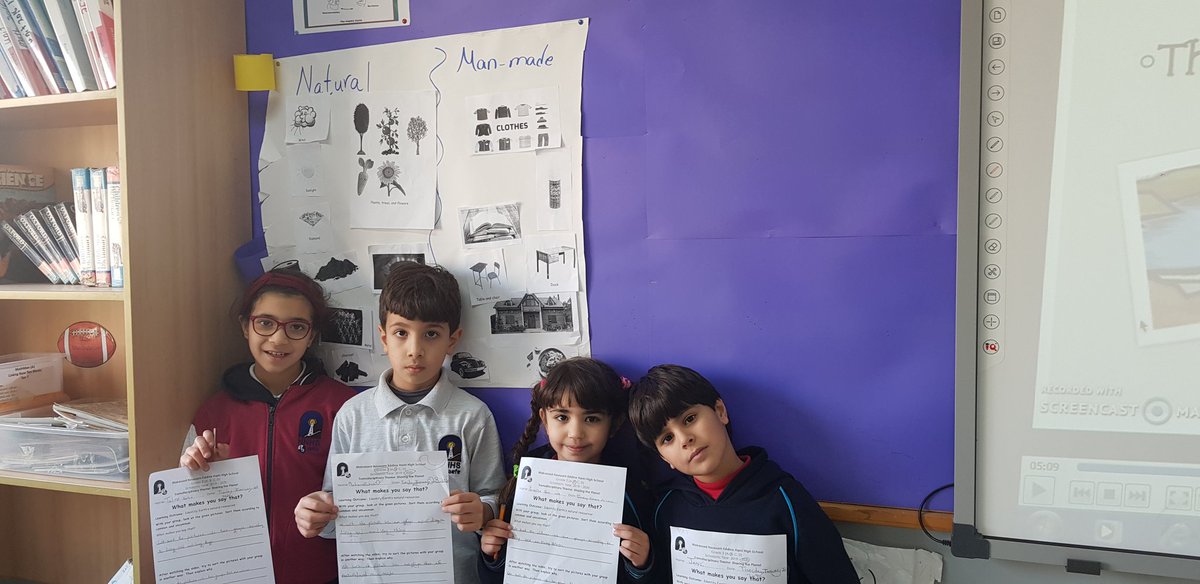 zaatari_hiba's tweet photo. As a provocation, learners were given some pictures &amp; they sorted them into two classifications using the thinking tool "What Makes You Say That?". After watching a video, they sorted them again &amp; identified things that are natural &amp; those that are man-made. @Hhhsinfo @dina_jradi https://t.co/VPK9ep7hkR