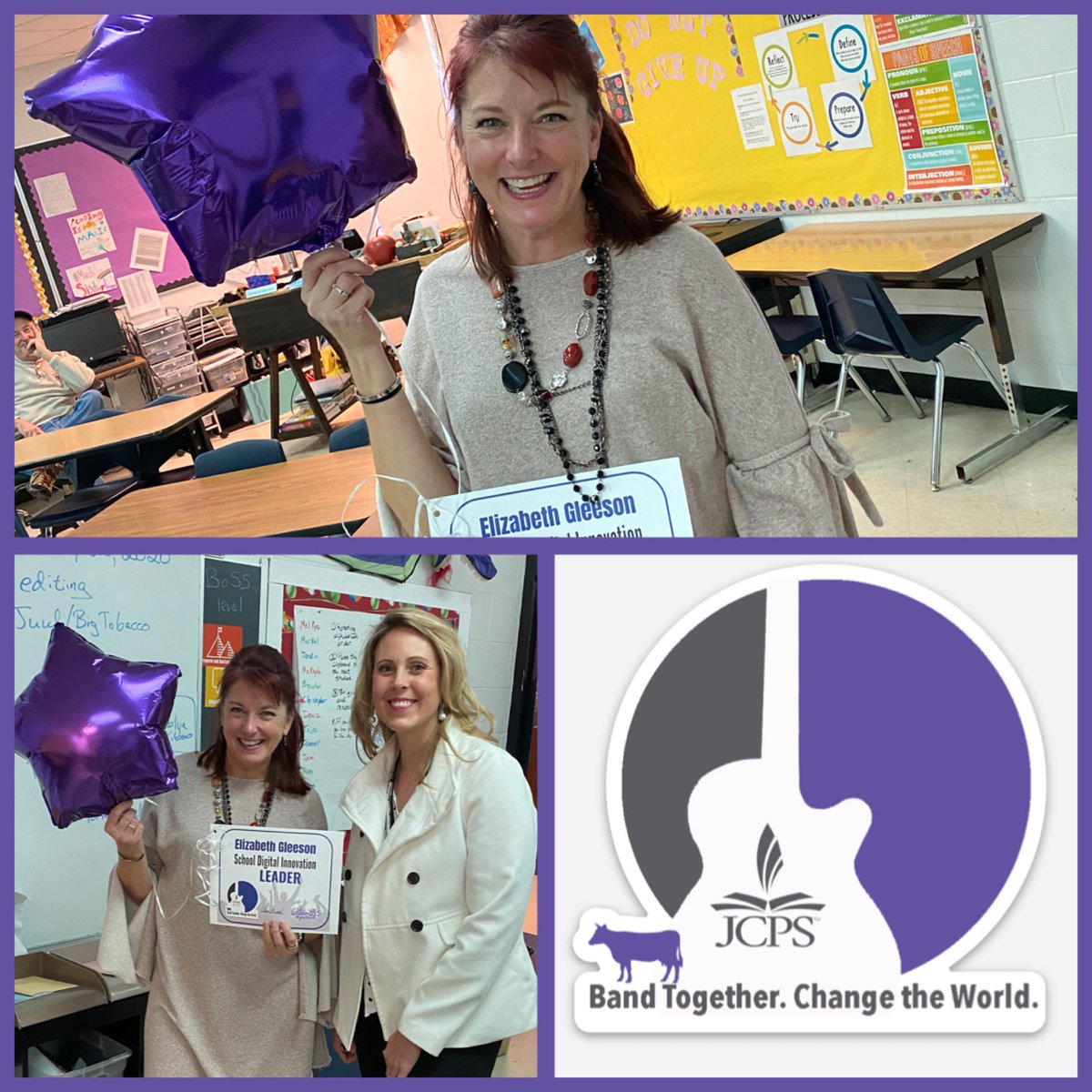 EAbanatha's tweet photo. 💜🐂 Welcome to the band @Ms_EGleeson of School Digital Innovation Leaders! #WeAreJCPS #MiracleMiddleSchools #YES #JCPSDI https://t.co/DxpXo2MY6f