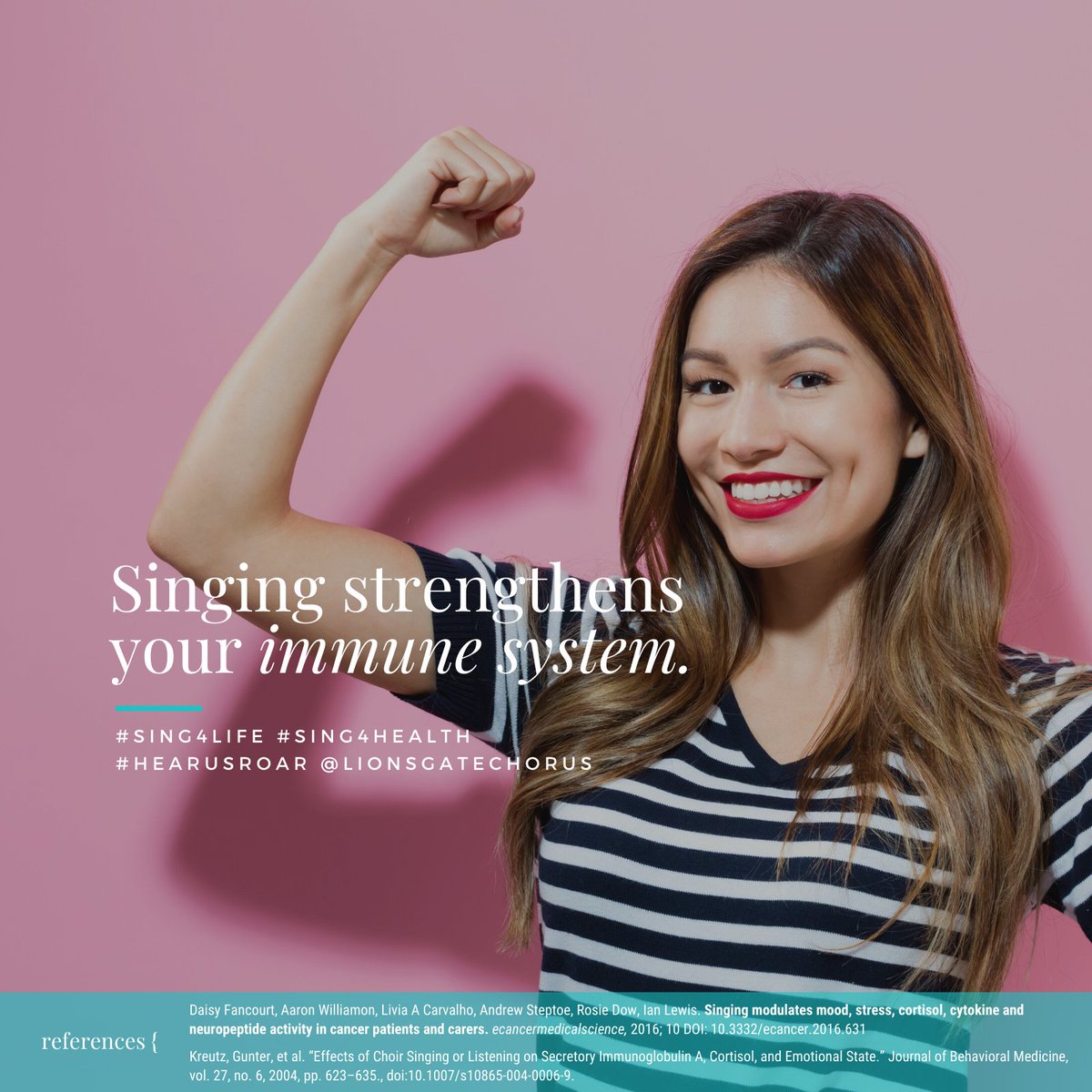 Fact: Singing strengthens your immune system! #wellness20 #sing4health #sing4life #hearusroar #lionsgatechorus

Check out our round-up of some of the top health benefits of singing at ow.ly/VisD50y7muT

Sing with us! lionsgatechorus.ca/join-us