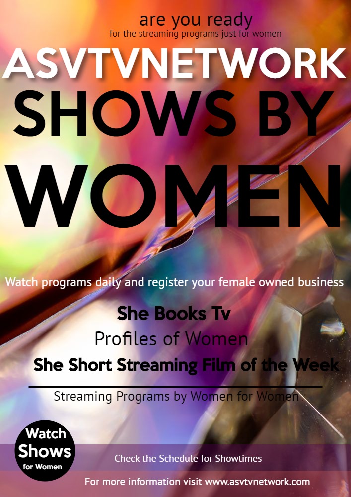 ASVTvNetwork's tweet photo. Tune in to https://t.co/Tuzo1Xl5B5 #ASVTvNetwork to watch programming by women for women including short films #written, #produced or #directed by #women, interviews, #book talks by female #authors and more!

Check the schedule for show times. https://t.co/cFnLdCTxWg