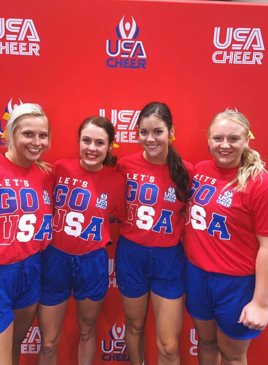 usacheer's tweet photo. Let's meet the US National All Girl Team! Madyson, Haley, Macy and Emma are representing Morehead State University #USAcheer https://t.co/8DnHqjkX8I