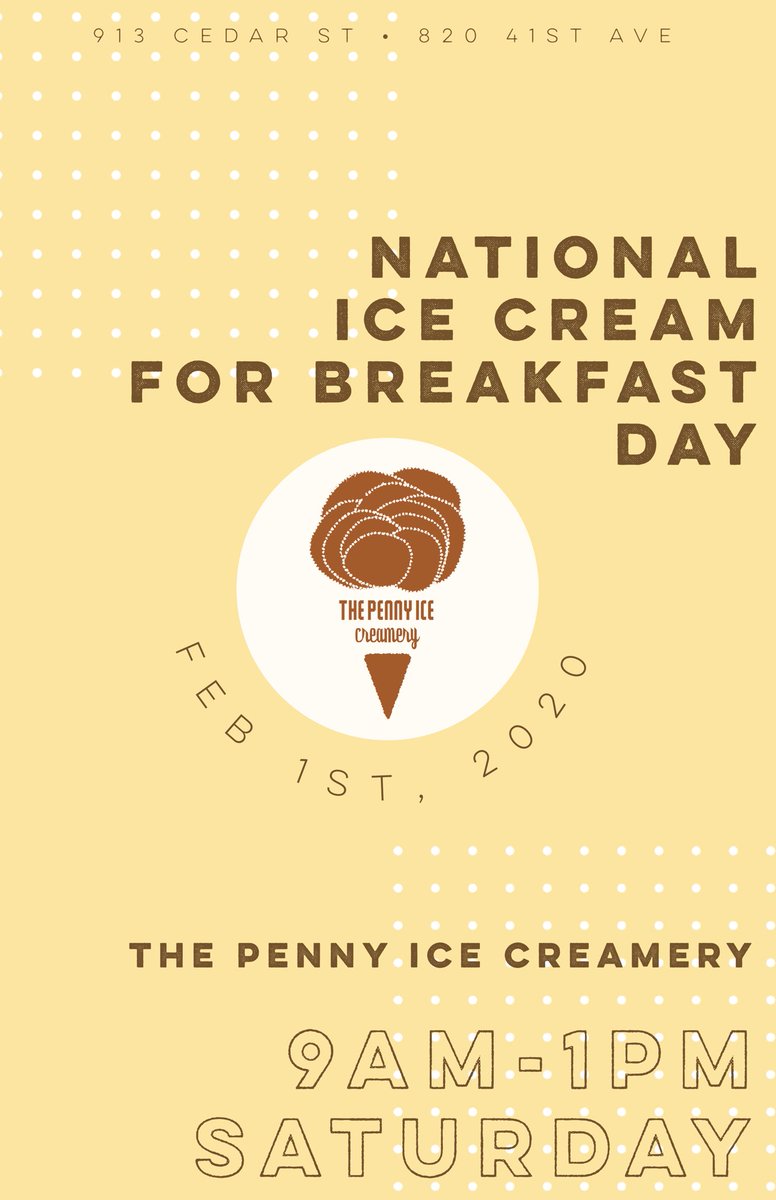 This Saturday at both the Cedar and Pleasure Point locations! Breakfast pastries, Goldilocks porridge from <a href="/EatAtTheBasket/">The Picnic Basket</a>, bacon! More info: facebook.com/events/s/ice-c… 

#icecreamforbreakfast #madefromscratch in #santacruz (because #icecream)