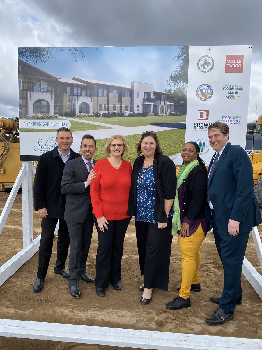 PressedTinP's tweet photo. Great morning with Mayor Bessinger and Councilmembers of @CityofClovisCA, Supervisor Magsig and CAO Rousseau of @FresnoCountyCA, and some of the amazing @FresnoHousing Board & staff breaking ground and unveiling the design of Solivita Commons! #VibrantCommunities #FH2020 https://t.co/qnHPbcyoAL