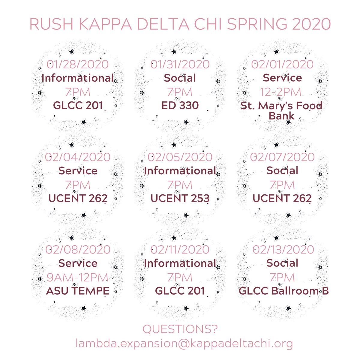 ✨We are extremely excited to kickoff Rush this semester! You know it is WRITTEN IN THE STARS for YOU to rush Kappa Delta Chi! ✨