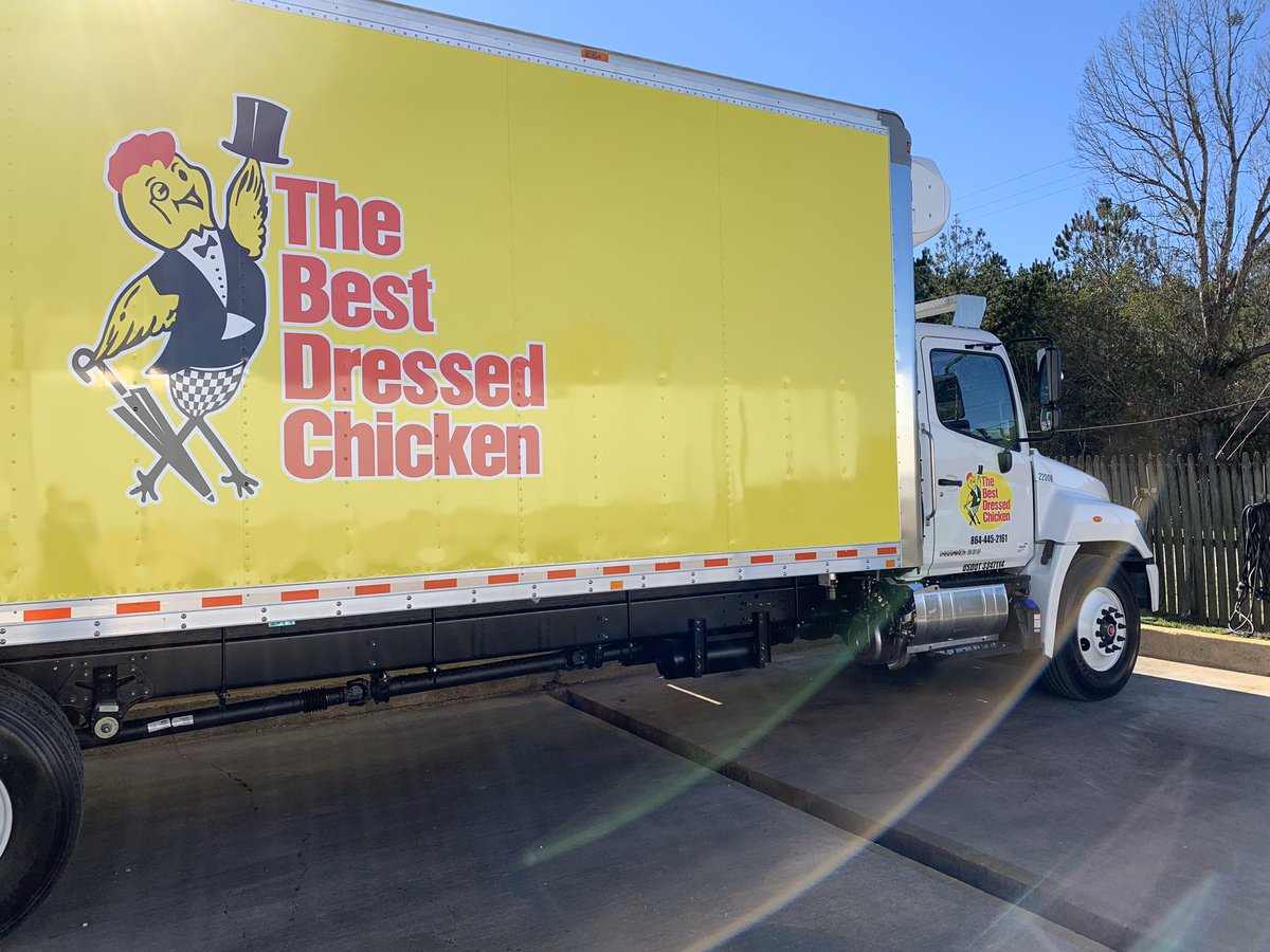 Wincorp_Intl's tweet photo. Meanwhile, in South Carolina our BDC trucks are ready to hit the road! This is what we call poultry in motion. #WincorpInternational #HatchingYourFuture #TheBestDressedChicken #Chicken 🚚 https://t.co/RJQWX18fLV