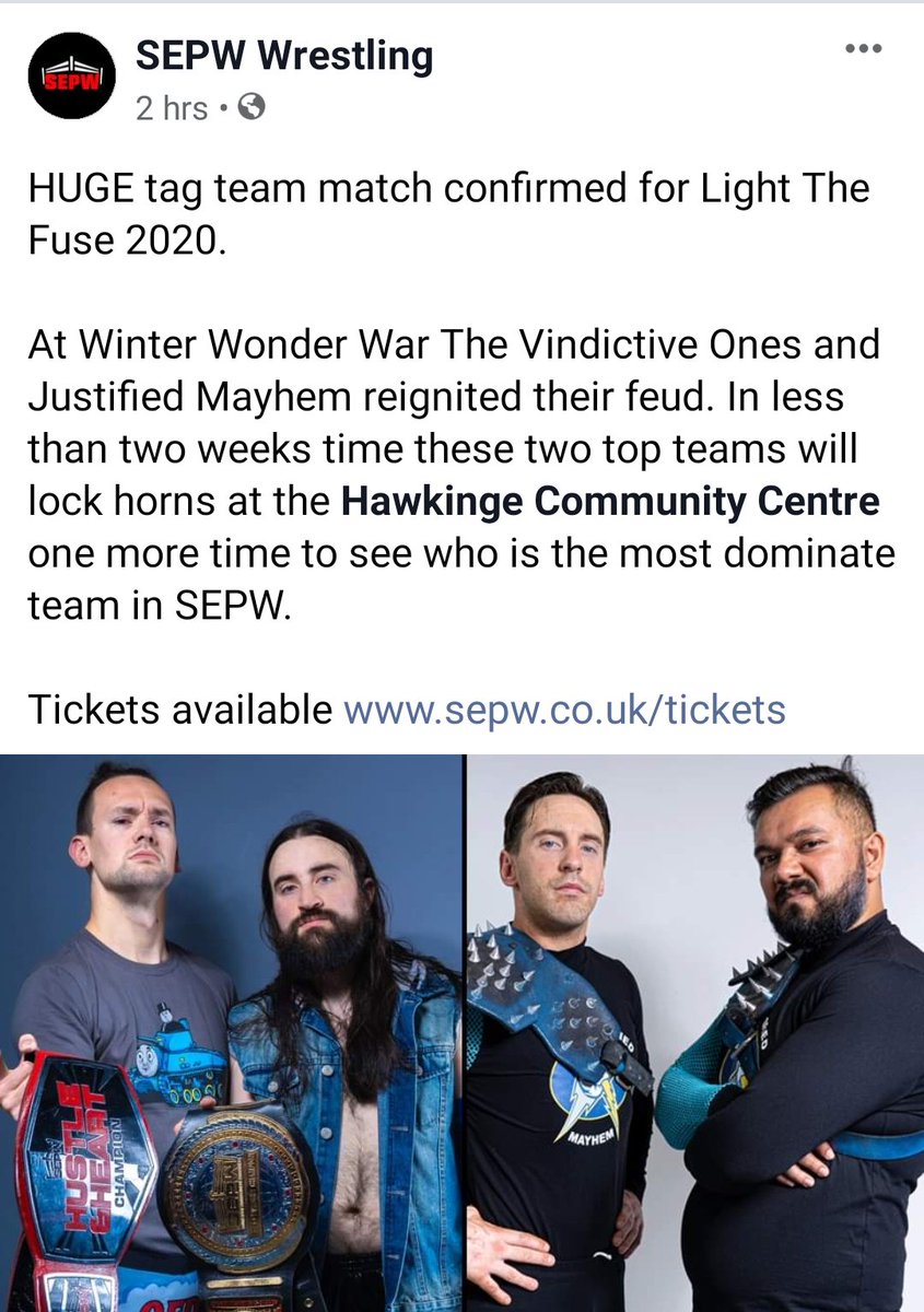 JustifiedMayhe1's tweet photo. Oh it's on. We had one of the greatest matches @SouthEastPro had seen. Looks like we get to dance one more time #wrestling #prowrestling #british #britishwrestling #onemoretime #tagteam #itsonlikedonkeykong https://t.co/eW6RmL7g4y