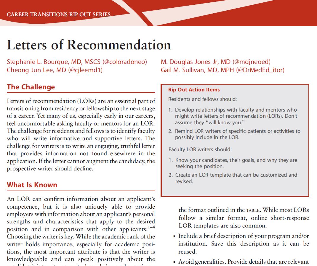 JournalofGME's tweet image. 1/ Letters of recommendation = Whom to ask? What to say? 

Practical advice in this @JournalofGME Rip Out by @coloradoneo @cjleeemd1 @mdjneoed and @DrMedED_itor bit.ly/2NvrOvF 
#medthread #tweetorial produced by @GME_MD #MedEd