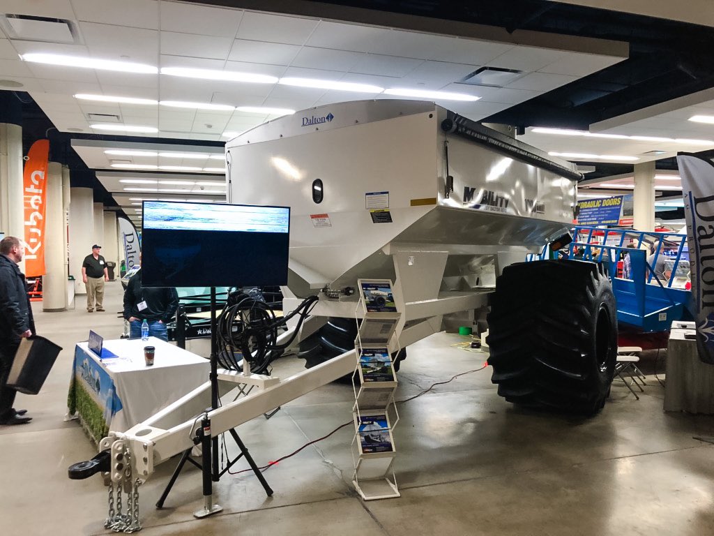 dalton_ag's tweet photo. Great first day at the @IAPowerFarmShow If you didn’t make it today, stop by booth #1500 tomorrow &amp; Thursday! We have our trailers and 10 ton row crop on display, along with some sweet video footage on the tv!

#daltonag #MadeInIowa https://t.co/atKWYV25vW