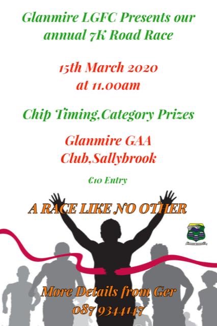 Runners at the ready for our annual 7k road race on March 15th. Always a great morning out for the family and running clubs alike. Sharing would be much appreciated. <a href="/GlanmireGAA/">Glanmire GAA</a> <a href="/ParishGlanmire/">Glanmire Parish</a> <a href="/CorkLGFA/">Cork LGFA</a> <a href="/GNBCORK/">Glanmire noticeboard</a> <a href="/RunningWGH/">Watergrasshill AC</a> <a href="/RebelRunCork/">Rebel Run</a> <a href="/runningincork/">Running in Cork Blog</a> @Thewibblies