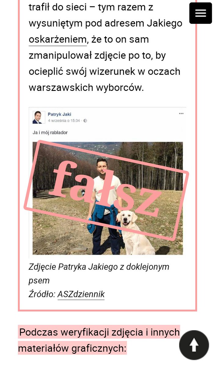 Patryk Jaki z doklejonim psem