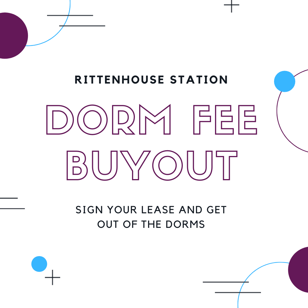LiveAtTheRits's tweet photo. Looking to get out of the dorms? We have you covered! Sign your lease at Rittenhouse Station and receive $200 for the dorm fee buyout! The clock is ticking! https://t.co/AfjM2vD4ca