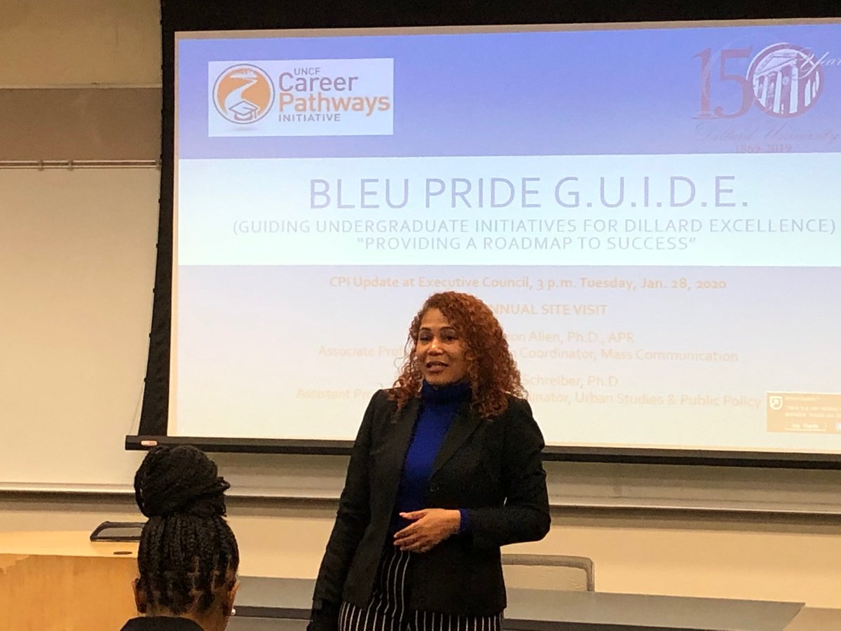 cnjeffries1970's tweet photo. Dr. Allen welcoming Dr. Watkins from UNCF to the Executive Council Meeting on campus. DU is in Year 4 of a 5-Year $1 million grant from UNCF. https://t.co/3WRVIWGha8