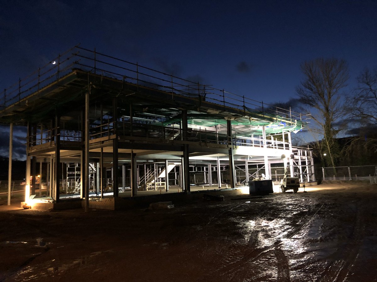 K_C_Construct's tweet photo. Late night tonight on our new office development as we get the power float finish completed on the concrete ground floor, on the plus side at least it’s a nice night and it’s dry #powerfloating #NightShift #concrete #office https://t.co/wmTobgXl1a
