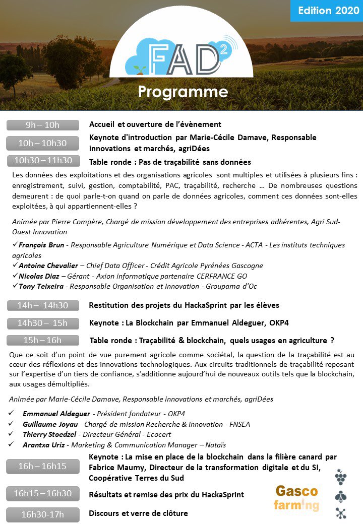 FarmingGasco's tweet photo. #FAD2 J-7 ! Deux tables rondes, des experts, au service de l’#agtech !
Avec @AgriSOI @fbrun31 @SAFThinkTank @MarieCecile75 @OKP4_SF @Cerfrance_Oc @credit_agri_PG @chambagri32 @Groupama @FNSEA @GroupeEcocert @nataispopcorn Rendez vous le 04/02/2020 dans le #gers ! https://t.co/ZPzsJTwQxy