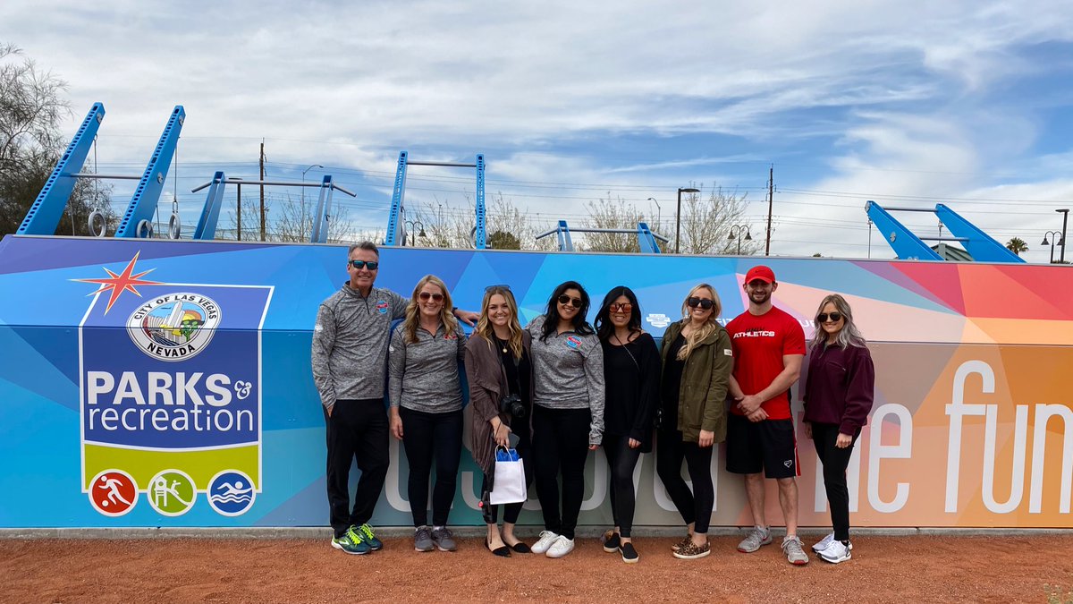 MrsRichelleRice's tweet image. How fitting that today is #NationalHaveFunAtWorkDay! 

This talented @KDCLasVegas team helped open the 100th @NFCFitnessCourt this morning.

💪🏼 #workhardplayhard