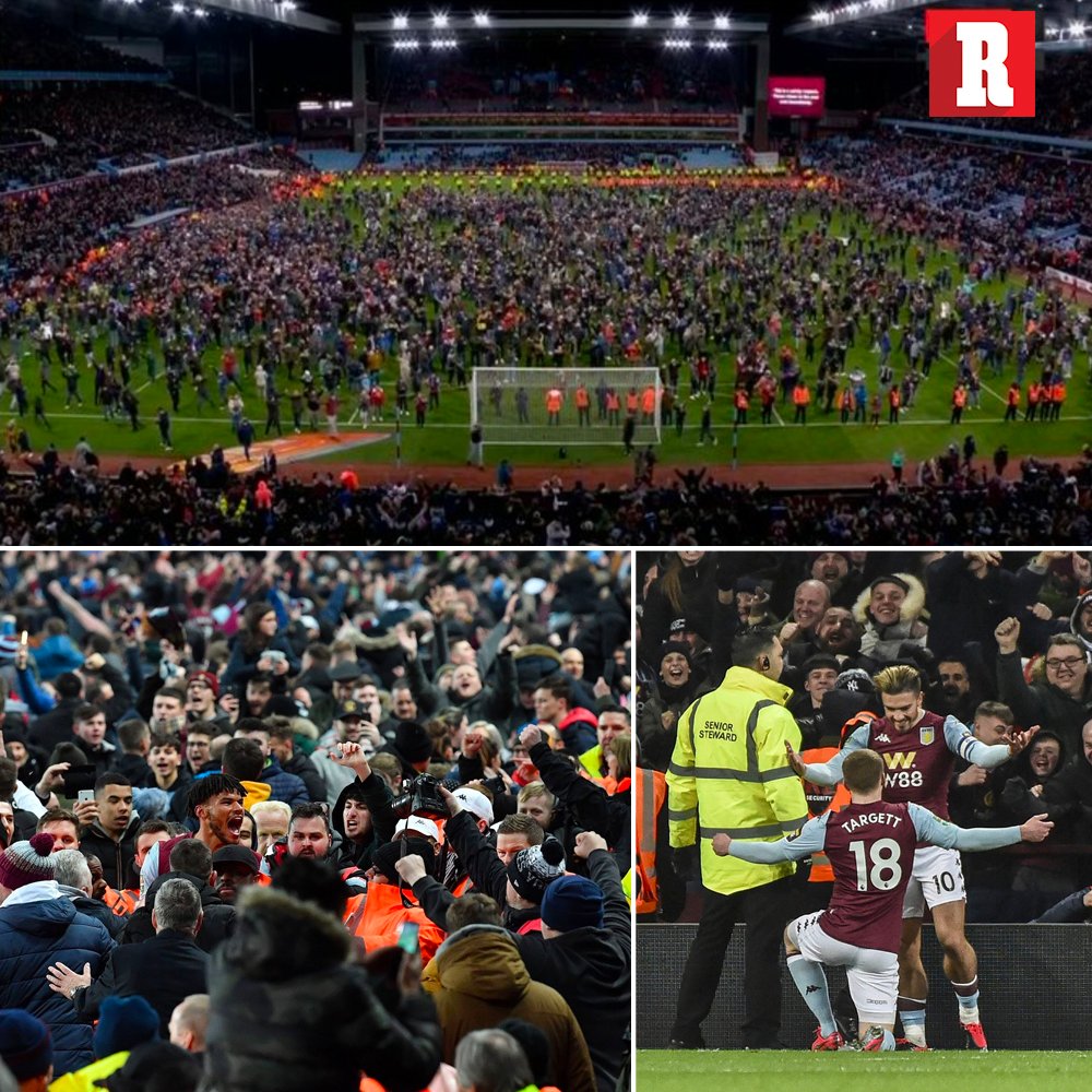 record_mexico's tweet photo. ESTO PROVOCA UN GOL AL 93' 🏟️

Aston Villa, equipo que hoy pelea por no descender en la Premier League le ganó de último minuto al Leicester en la semifinal de la Carabao Cup y avanza a la Final.

Fue tanta la alegría de la afición que que al terminar el juego invadió la cancha. https://t.co/MY1ebvrd2H