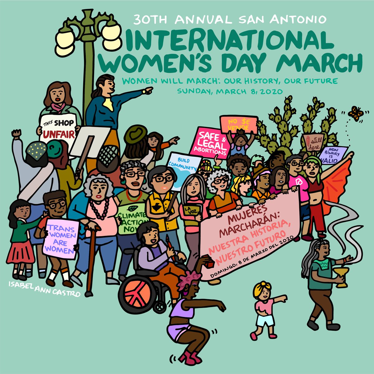 QueenOfTacosTX's tweet photo. Honored to illustrate for the 30th Anniversary of the San Antonio International Women’s Day March. For more info, visit: https://t.co/W5IQmJVjqv #internationalwomensday #sanantonio  #SAIWDM2020 https://t.co/r1vDIp5oua