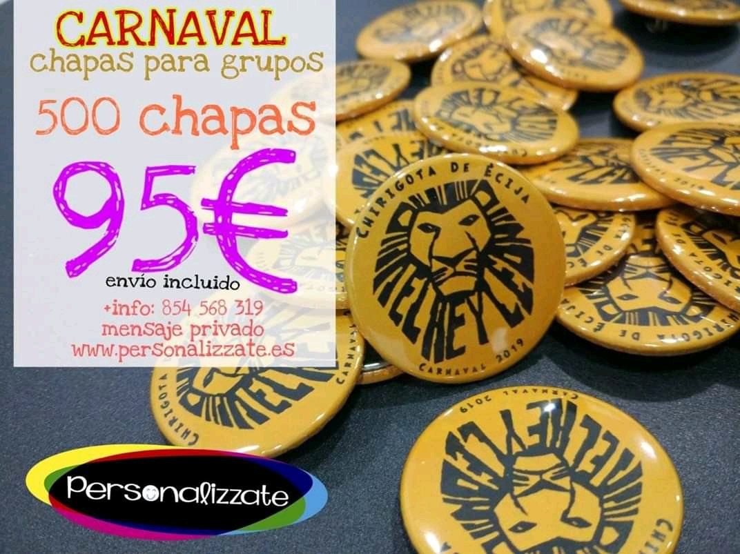 No esperes a última hora para hacerte con las chapas de tu grupo

¡Escríbenos ahora!
#COAC2020P9 #COAC2020