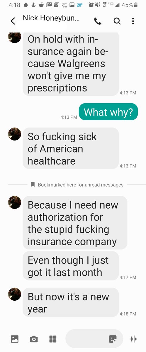 hanniee_e's tweet photo. The American heathcare system is super fun and efficient and doesn't cause me to panic at work when my husband can't get his life-saving medication. #saveusa #helpusbernie #feelthebern #bernie2020 @Mars__Vegas https://t.co/YeKQ6LfR3K