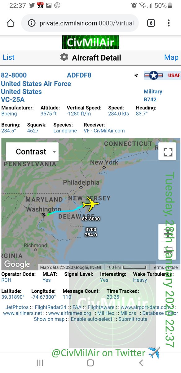 CivMilAir's tweet photo. #ImpeachmentForceOne - Inbound Atlantic City ๐ https://t.co/NQ1OiObDsc