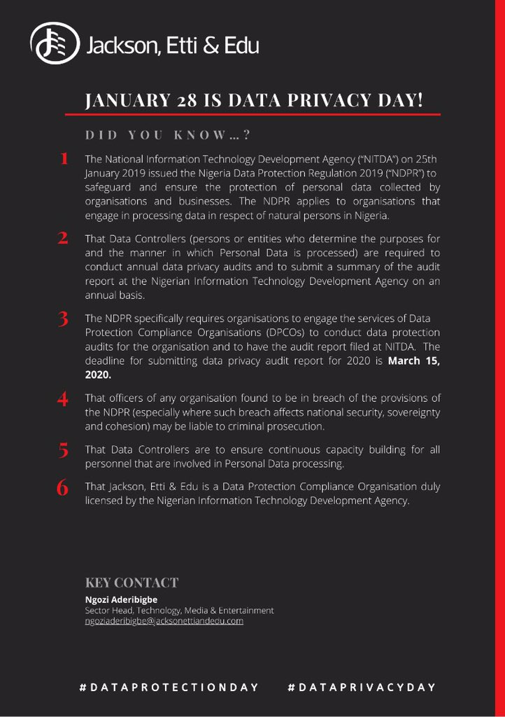 jeeafrica's tweet photo. Did You Know...? That annually, the 28th of January is #DataPrivacyDay across the globe! In Europe, it is also known as #DataProtectionDay. Sure you'll find out something new today. Enjoy the read! #dataprivacyday2020 #dataprotectionday2020 https://t.co/uZCkZ268lj