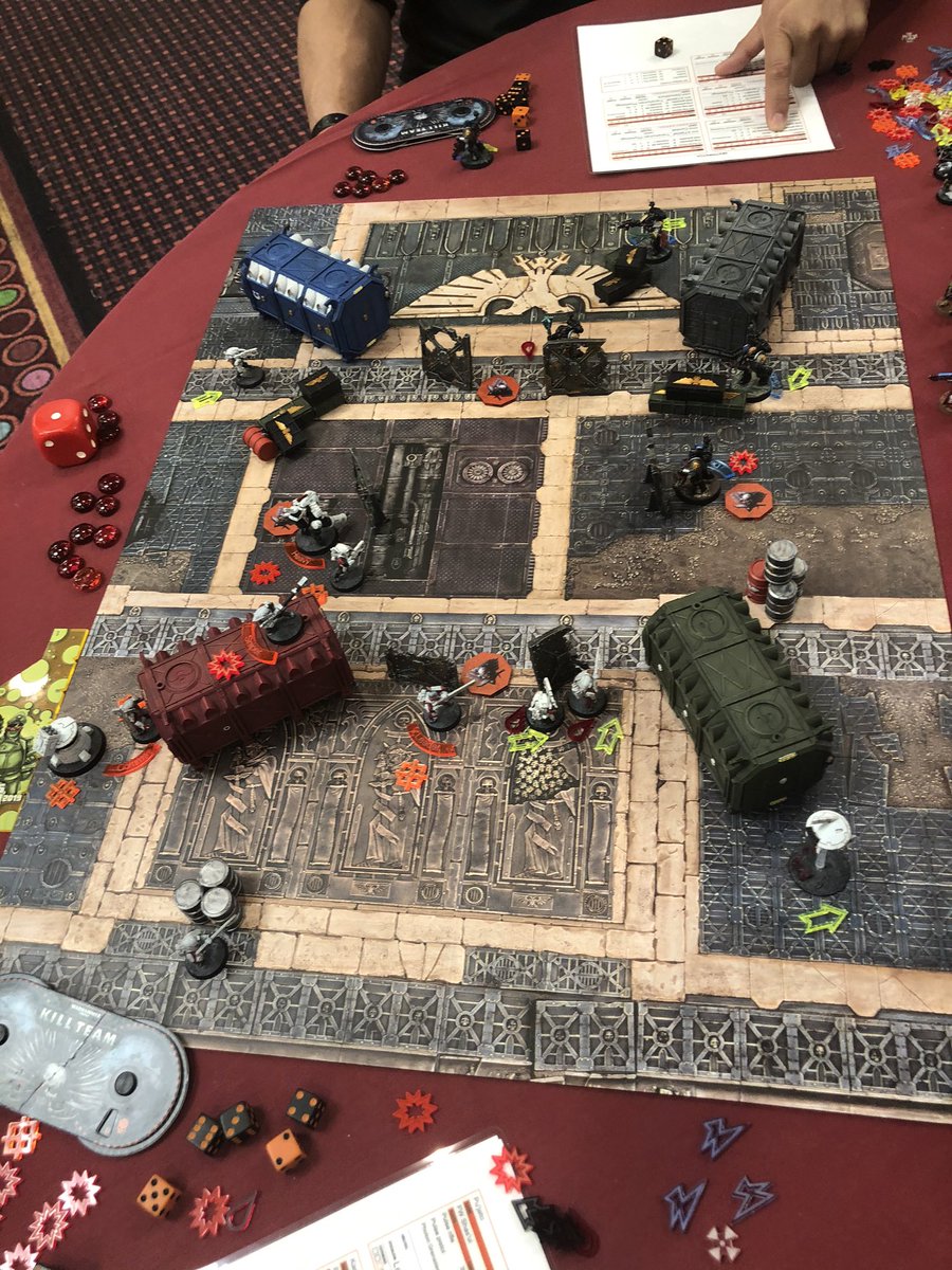 alendrel's tweet photo. Kill Team demos with @PantherAlyxx at #LVO2020 were a huge success! Introduced people from all kinds of gaming backgrounds to the game. Total of about 14 hours between Friday and Saturday and we were busy every minute of them @FLGTV https://t.co/I7JbWmqIJU