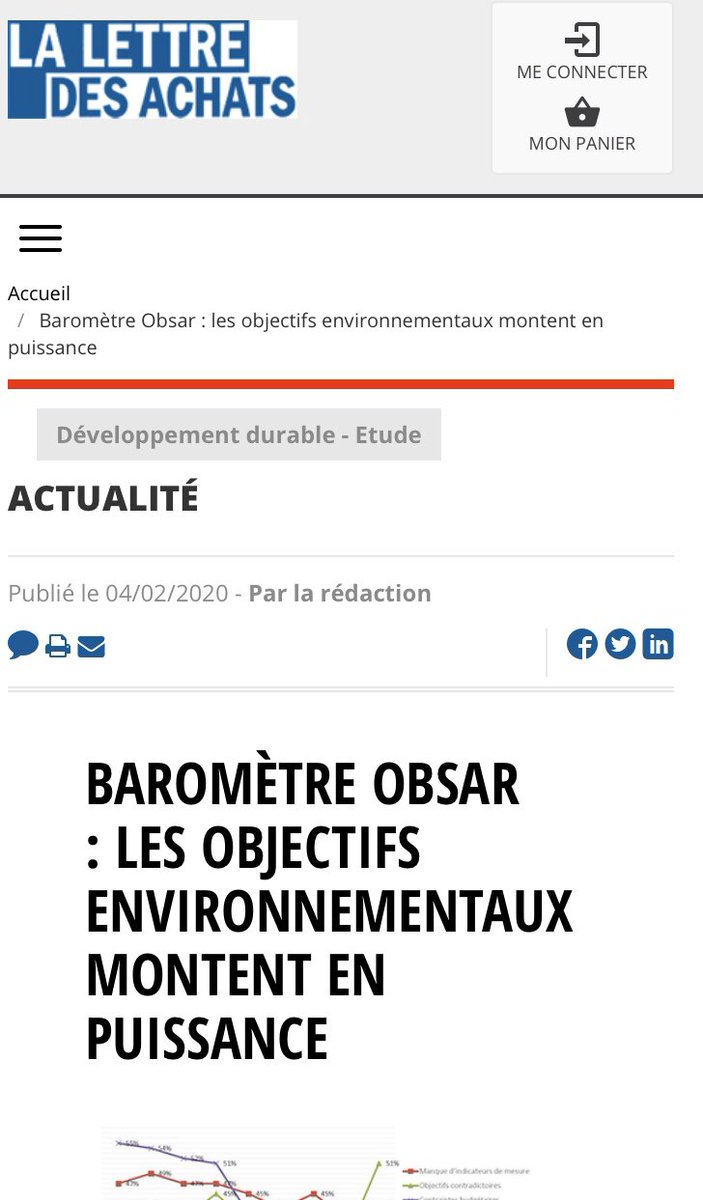 A lire ds lettredesachats.com - Baromètre Obsar : les objectifs environnementaux montent en puissance : lettredesachats.com/6711