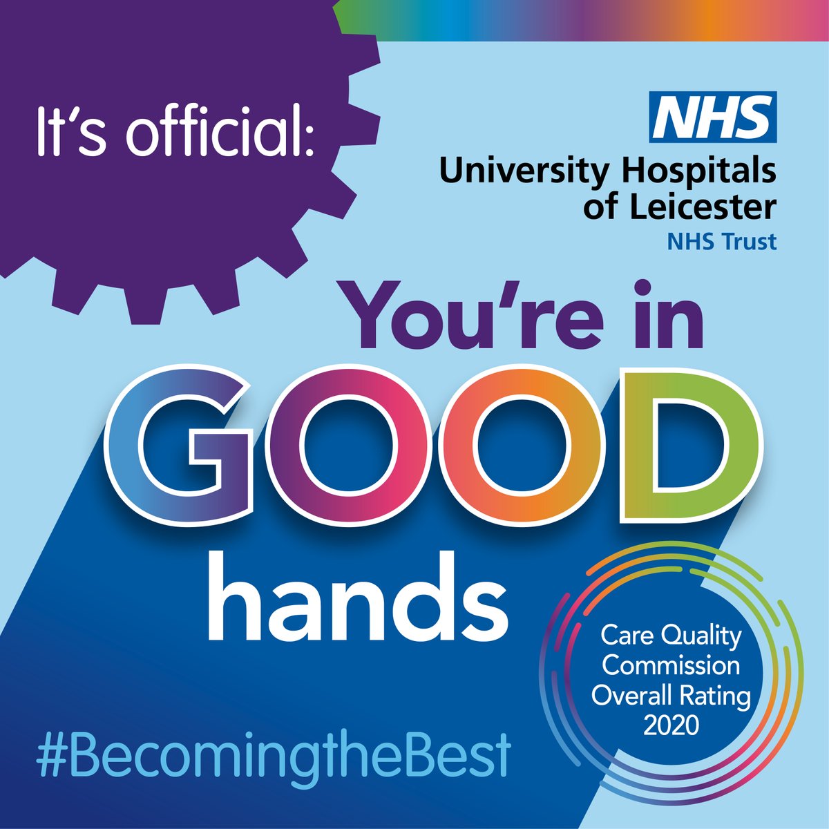 We’re GOOD! 🙌 The CQC have rated our Trust as GOOD, a testament to the hard work and dedication shown by our staff each and every day. Go #TeamUHL #BecomingtheBest