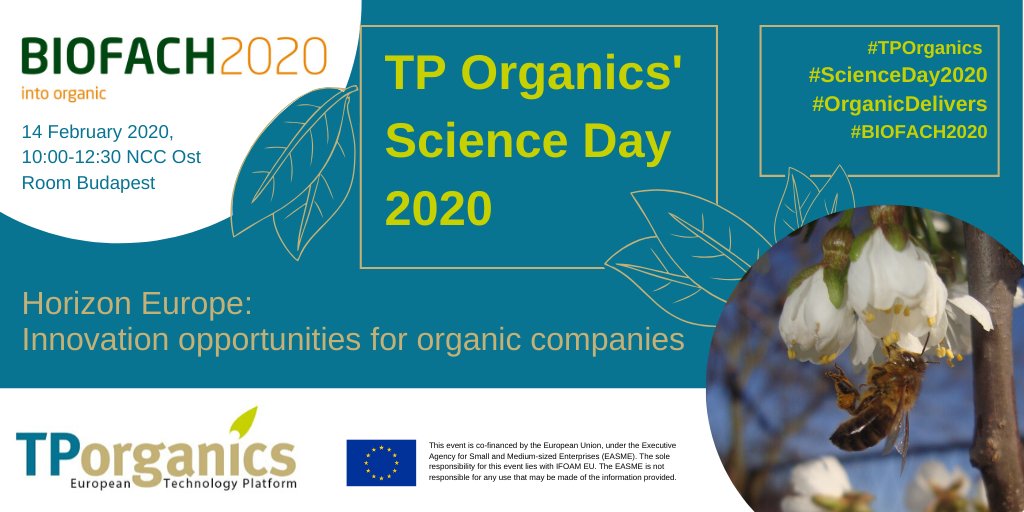 #TPOrganics’ #ScienceDay2020 will take place on 14 February, 10.00-12.30, at #BIOFACH2020. Learn more about #innovation for #SustainablePackaging & opportunities for #organic companies in #HorizonEurope! @NatureFlexFilms @Bio4Pack #OrganicDelivers 👉 ow.ly/19V750y5LIc