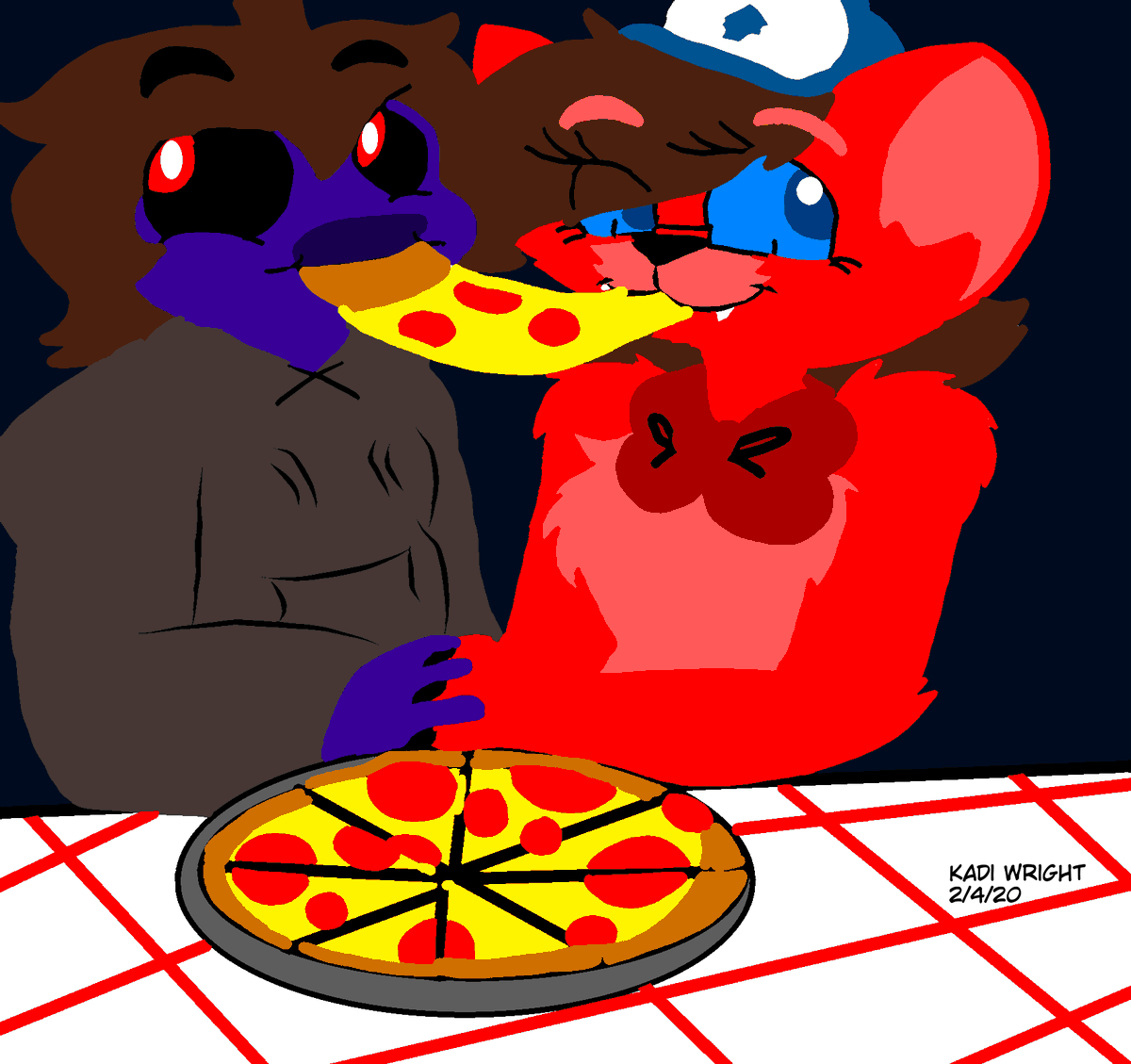 KadiWright3's tweet photo. Drew me and DB referencing Bella Notte from Lady and the Tramp, only with Pizza and not spaghetti~ X'3
#DarkBox #KadiWright #BellaNotte #LadyandtheTramp #valentines_day https://t.co/brBWEsWvh4