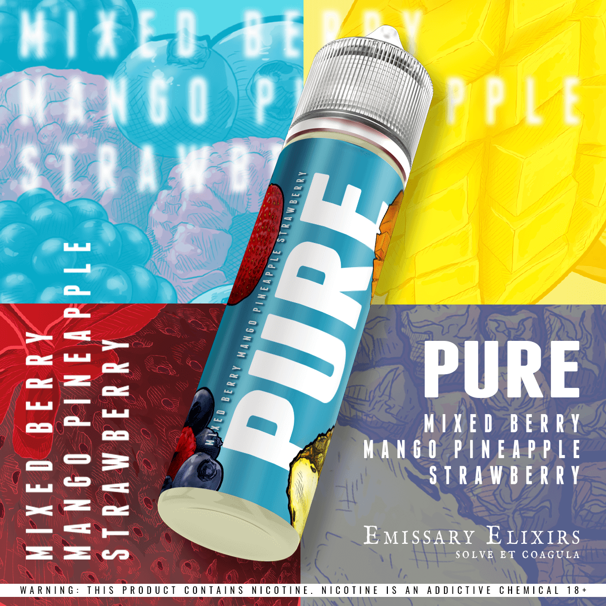 PURE Blue is available nationwide! Get yours in 30, 60 and 120ml! 
#pure #emissary #ejuice #elixirs