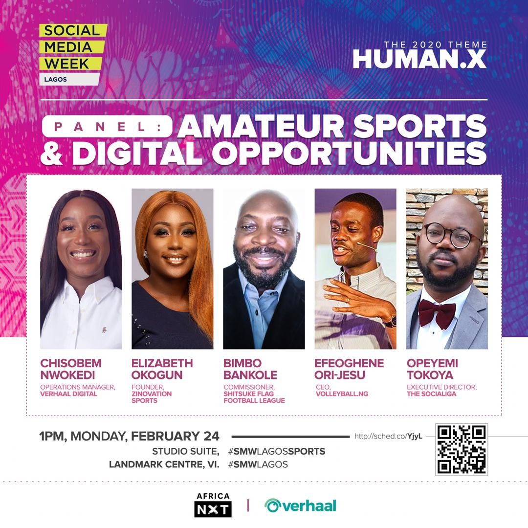 VerhaalNg's tweet photo. What are the digital opportunities for businesses in Amateur sports? Join our session at #SMWLagos on Monday, February 24 as our panelists discuss "Amateur Sports and Digital Opportunities 

#VerhaalNg #DigitalMarketing https://t.co/mEfCtCltTd