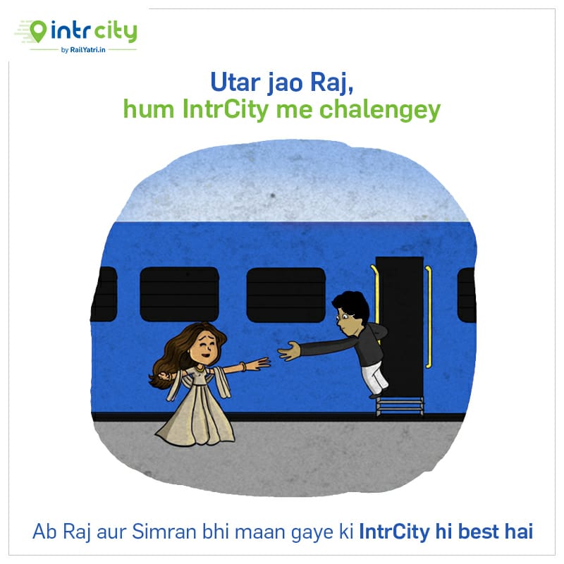 Pulling such stunts while the train is on the move is dangerous. Switch to a better alternative for a comfortable long-distance journey. Travel smart, like Raj & Simran, with IntrCity.

#IntrCity #Meme #MemeIndia #BollywoodMeme #SmartBus #Travel #TravelSmart #Traveling #Journey