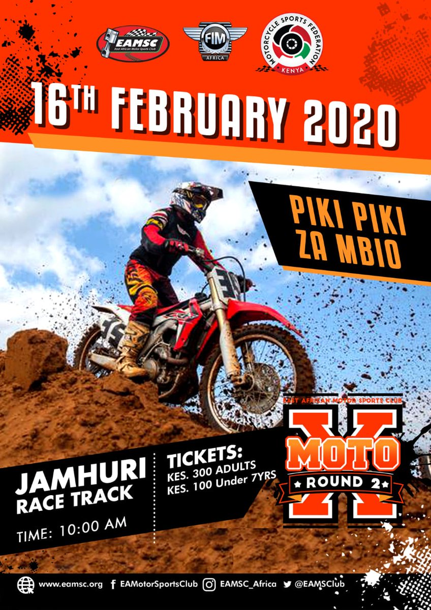 Gear up for #MX2 on the 16th February at the Jamuhuri Race Track!! 

Invite your friends and family for fun filled activities we have lined up for you!

Event Advance Tickets on sale! Buy 5 tickets in advance <a href="/300/">300 Entertainment</a> each and get a 6th ticket free! 
#MotoCross #MX4Life #FIMAfrica