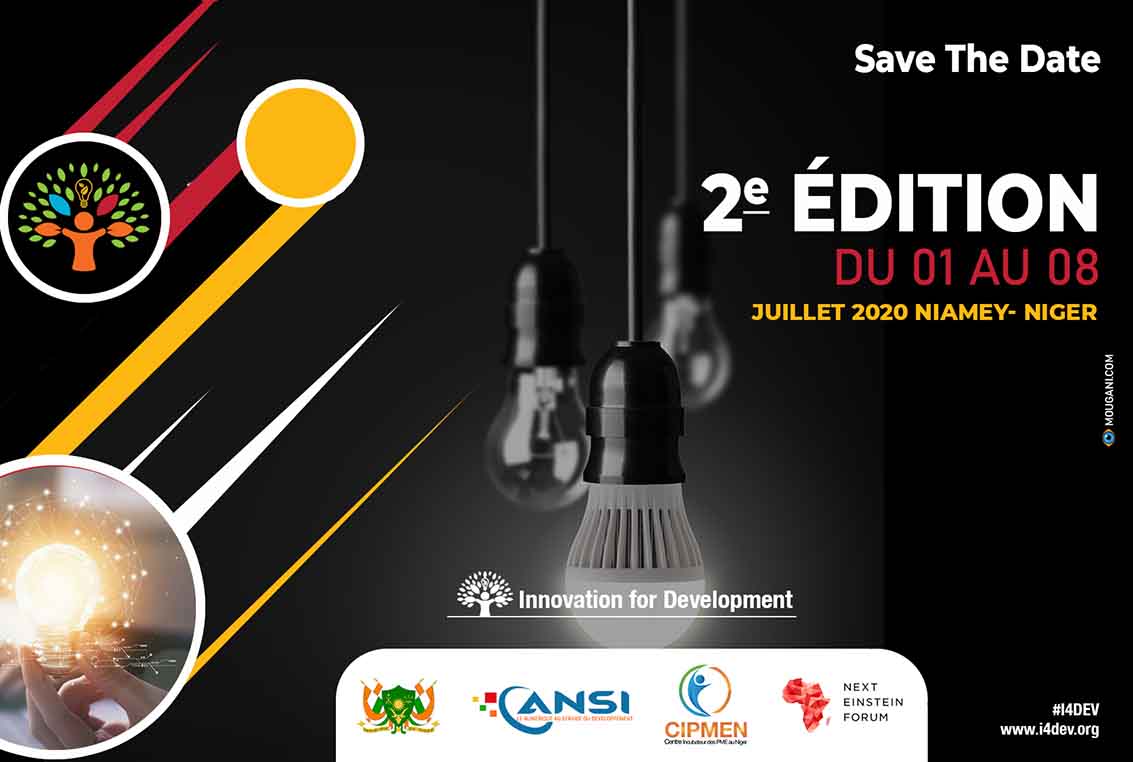 i4dev2020's tweet image. En Juillet 2020, la 2e édition du forum international  #I4Dev revient à #Niamey toujours dans la perspective de contribuer au développement par l&apos;innovation. 

#SaveTheDates 😉

@AnsiNiger @Cipmen @NextEinsteinFor @Sahelinnov 

#NigerRising
#Digital4Dev
#SmartVillage
#I4Dev2020