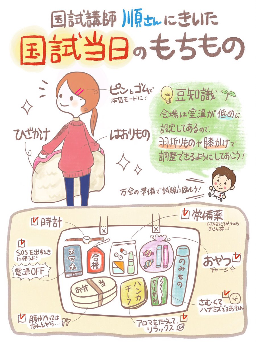 ナース専科 就職ナビ 国試当日の持ち物リスト 試験会場は室温が低めに設定してあることが多いので羽織りものやひざ掛けで体温調節できるようにしておこう すぐに脱ぎ着できる服装がオススメ T Co Rjqw5xmfdd 看護学生 看護師国家試験 第109