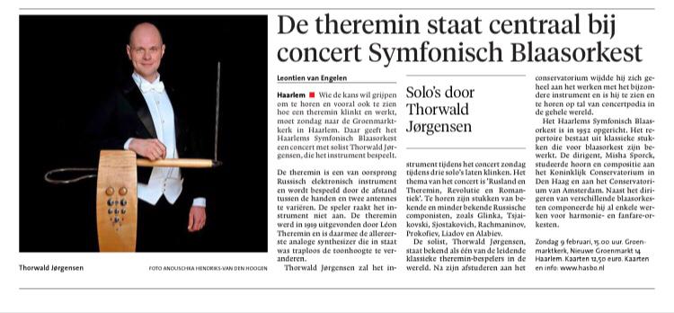 Vandaag in het Haarlems Dagblad 😃. Leuk als je komt luisteren. #Russischecomponisten #Thorwaldjorgensen #theremin #Haarlemssymfonischblaasorkest #Hasbo #Groenmarktkerk #Haarlem #concert #Haarlemsdagblad