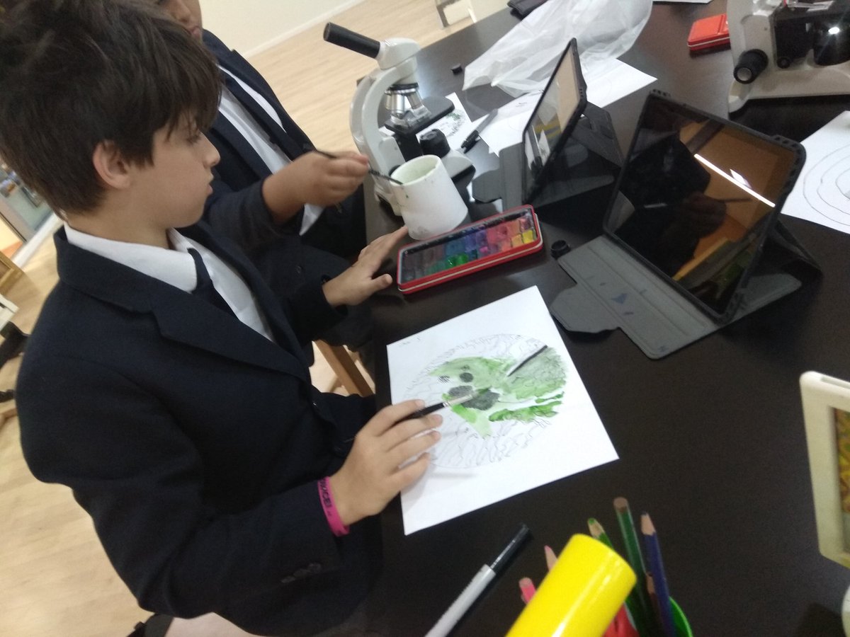 ReptonADArt's tweet photo. #RADSTEAM week... Our artists looking at microscopic pattern/design and turning them into Art! #RADScience #STEAMWeeK #Cells #mixedmedia https://t.co/jLYQV9pkLY