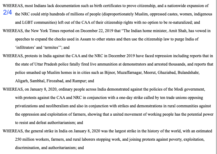 MinorityLabs's tweet photo. Complete text of the historic @SeattleCouncil resolution denouncing the National Register of Citizens (#NRC) and Citizenship Amendment Act (#CAA) enacted by the far-right government of the Bharatiya Janata Party (BJP) and Prime Minister Narendra Modi in India. https://t.co/LsjPkDieOC