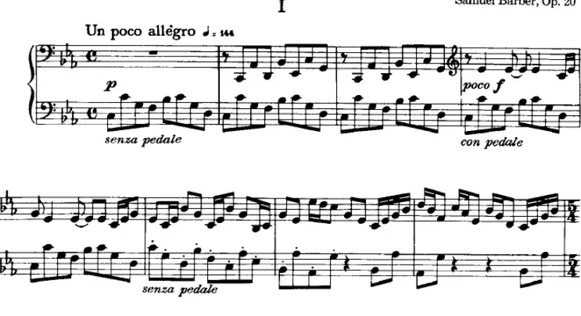 djamoreland's tweet photo. The 1st Movement of Samuel Barber's (1910-1981) Excursions Op. 20 for solo piano. It is in C minor and a simple quadruple meter, specifically 4/4. #expandthecanon #umbcmusictheory @PMaust1 https://t.co/fxWGZV2k42