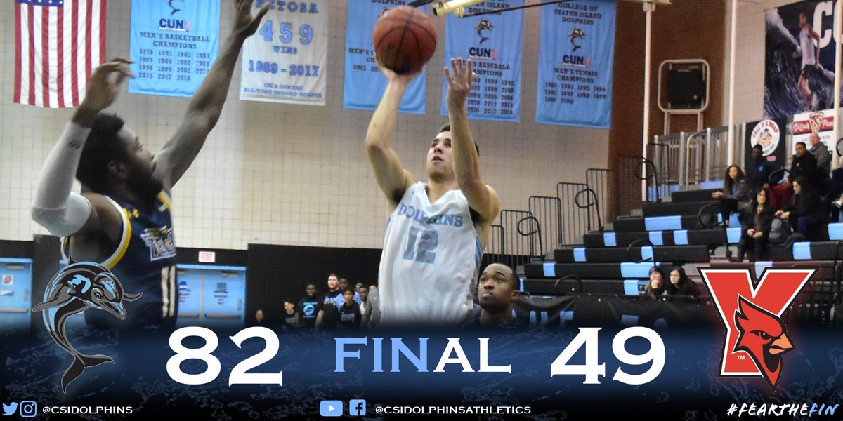 CSIDolphins's tweet photo. #CSIMBB picks up a convincing victory over York College to earn the Dolphins a Pride Night sweep of the Cardinals! The men will go for their third win a row when they take on the Lehman College Lightning on Friday! #Fearthefin

Story - https://t.co/cLKCRMBtGi https://t.co/719BaIRZOP