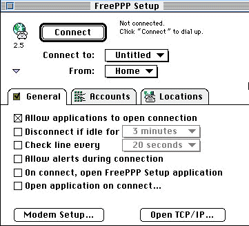 screenshot of an ANCIENT PPP modem dialing app from circa 1993-4