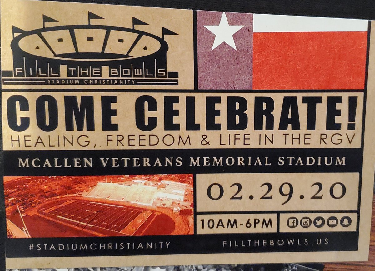JSAirCondition1's tweet photo. be Ready for this big move of God. in Rio grande valley. 2/29/20 VETERANS MEMORIAL STADIUM. IN MCALLEN. TX 100.000 SOULS. https://t.co/7lt0oMggZl