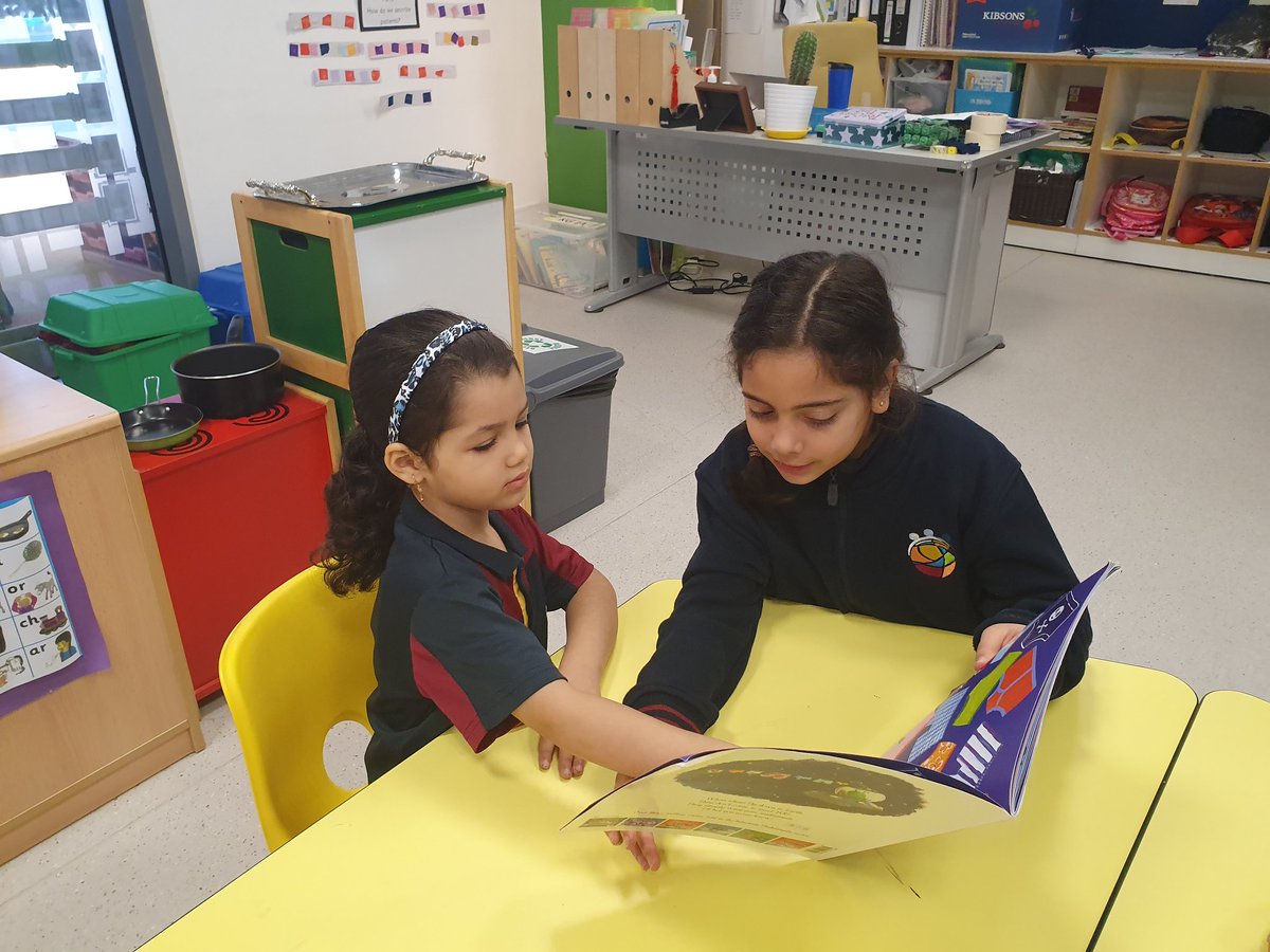 DesertTinkerbel's tweet photo. World read-aloud day today and we were very lucky to have grade four come to read stories to us @_Alison_Wallace thank you for organising @PYPreadsGIS   #WeRGIS #WorldReadAloudDay https://t.co/jOpL5jgizG