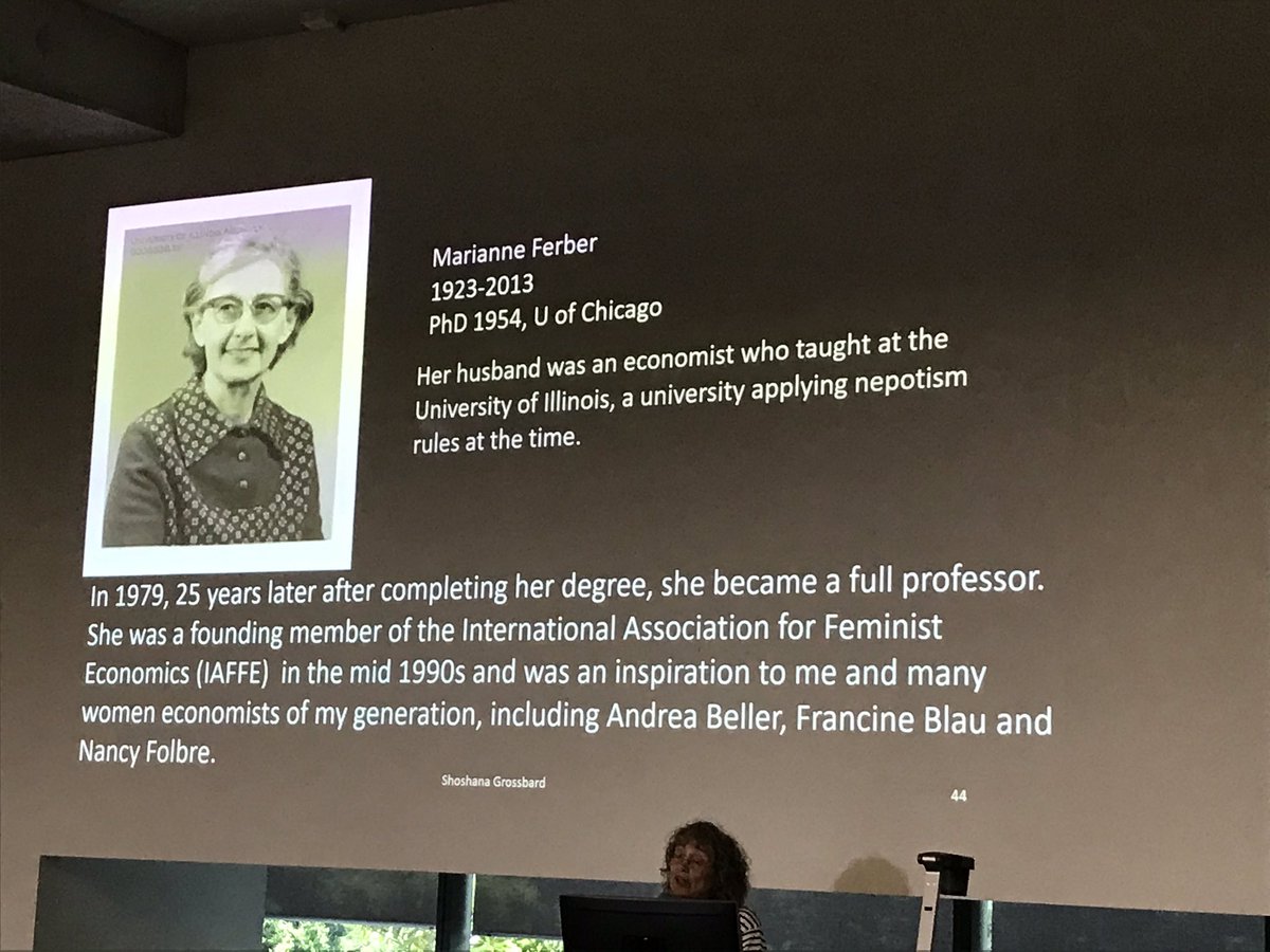 menon_seetha's tweet photo. Thank you Shoshana Grossbard @econoflove for a very informative talk on how nepotism rules affected women in economics #AGEW2020 https://t.co/5BT8NSKcbO