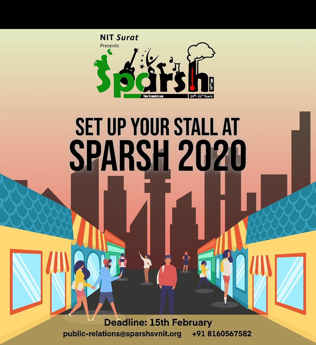 Sparsh_NITSurat's tweet photo. Chance to setup stall at SPARSH 2020, SVNIT Surat.
Contact: 8160567582 https://t.co/vasBGz3csN