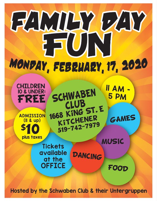 Family Day at the Kitchener Schwaben Club! Fun for all ages! Everyone welcome!
#FamilyDay #thingstodoinKW